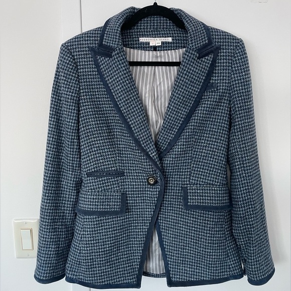 Veronica Beard Hali virgin wool houndstooth blue blazer - Picture 4 of 9